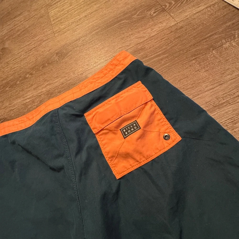 Billabong Board Shorts Mens 34 Blue Orange Recycled Surf Swim Trunks Beach Logo